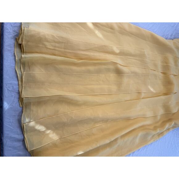 TALBOTS Vintage 100% Pure Silk Sleeveless Pleated Dress Yellow Size 10  - Picture 4 of 16